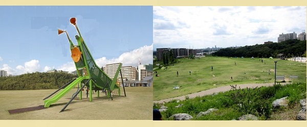 彩都西公園 公園 ローラー滑り台 芝生広場 写真